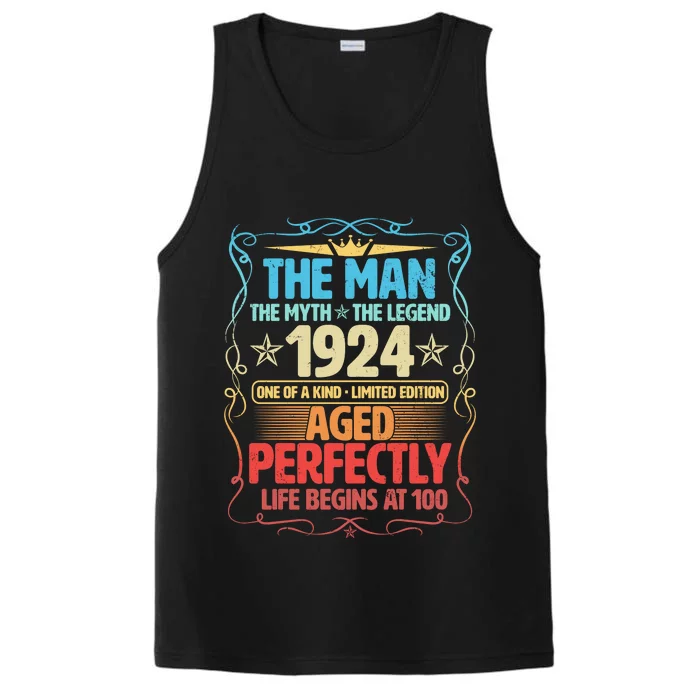 The Man Myth Legend 1924 Aged Perfectly 100th Birthday Performance Tank