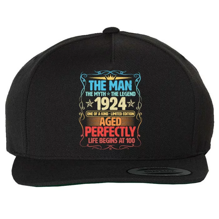 The Man Myth Legend 1924 Aged Perfectly 100th Birthday Wool Snapback Cap