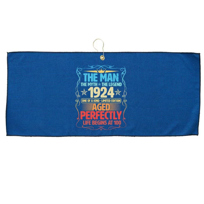 The Man Myth Legend 1924 Aged Perfectly 100th Birthday Large Microfiber Waffle Golf Towel