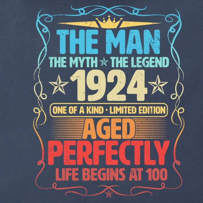 The Man Myth Legend 1924 Aged Perfectly 100th Birthday Zip Tote Bag