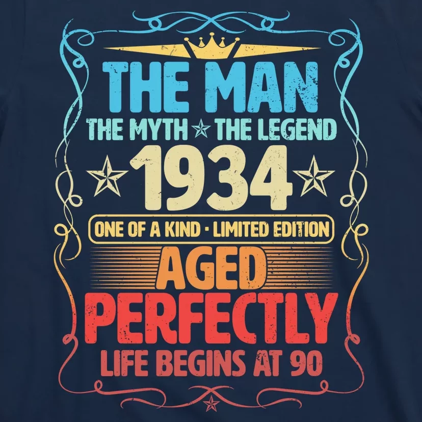 The Man Myth Legend 1934 Aged Perfectly 90th Birthday T-Shirt