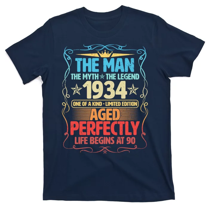 The Man Myth Legend 1934 Aged Perfectly 90th Birthday T-Shirt