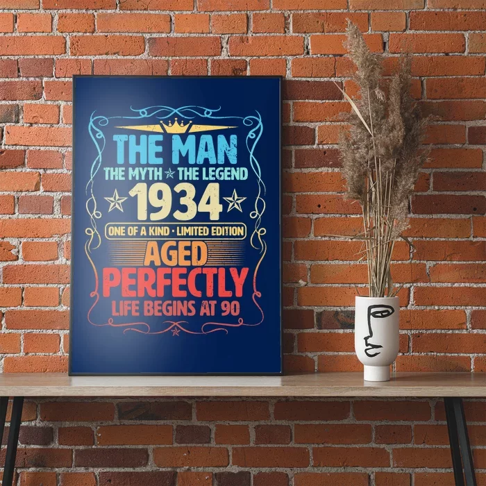 The Man Myth Legend 1934 Aged Perfectly 90th Birthday Poster