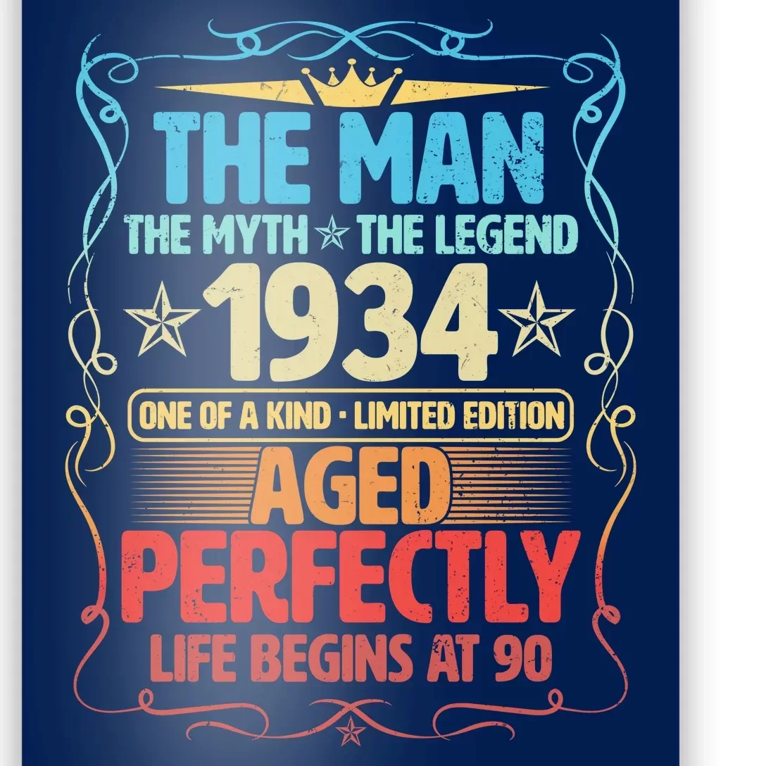 The Man Myth Legend 1934 Aged Perfectly 90th Birthday Poster