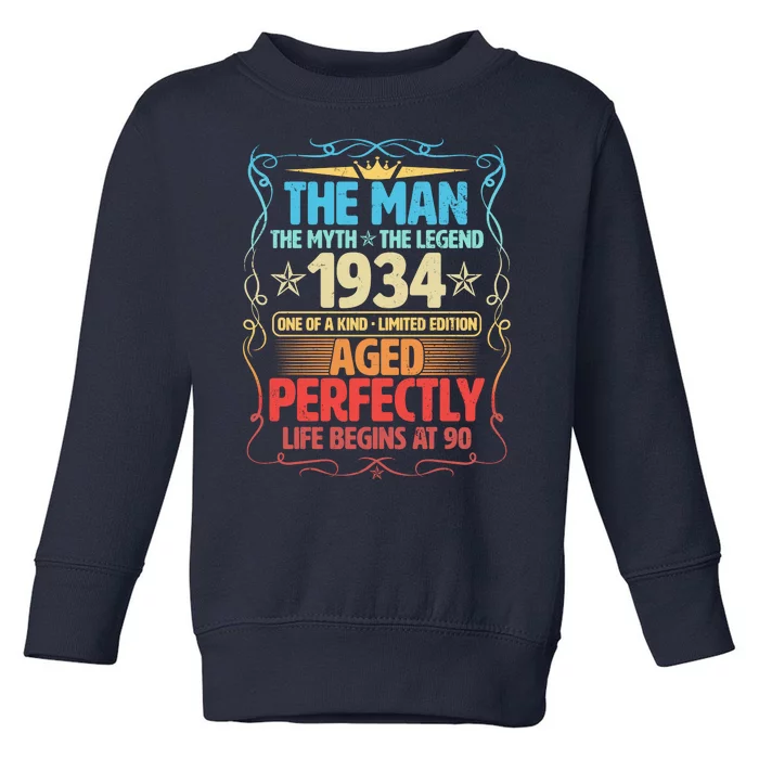 The Man Myth Legend 1934 Aged Perfectly 90th Birthday Toddler Sweatshirt