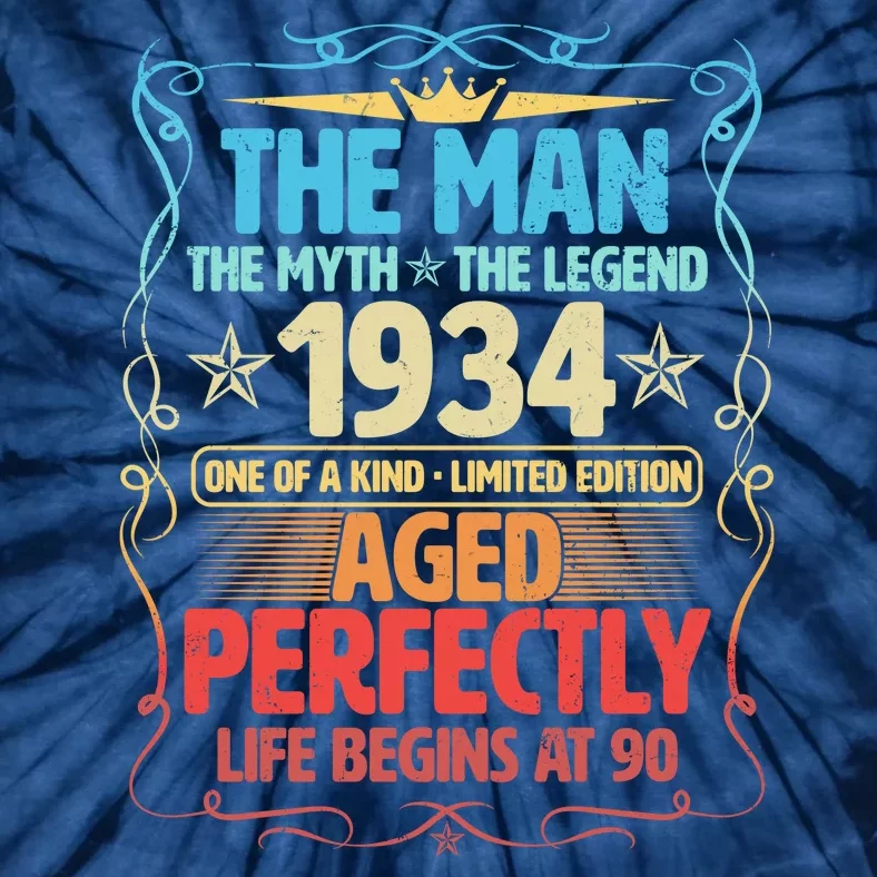 The Man Myth Legend 1934 Aged Perfectly 90th Birthday Tie-Dye T-Shirt