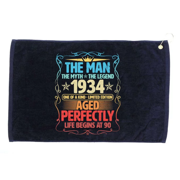 The Man Myth Legend 1934 Aged Perfectly 90th Birthday Grommeted Golf Towel