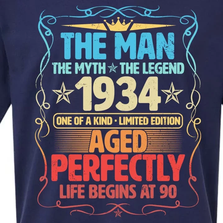 The Man Myth Legend 1934 Aged Perfectly 90th Birthday Sueded Cloud Jersey T-Shirt