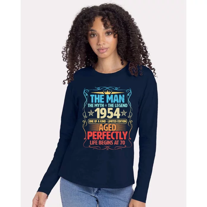 The Man Myth Legend 1954 Aged Perfectly 70th Birthday Womens Cotton Relaxed Long Sleeve T-Shirt