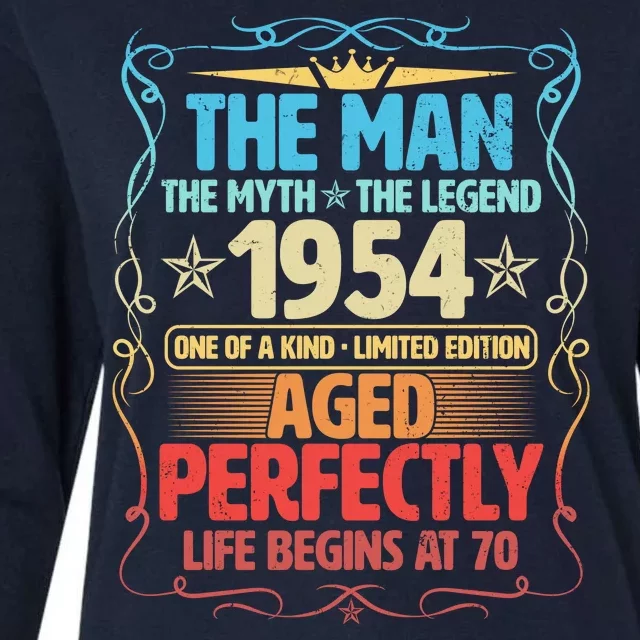 The Man Myth Legend 1954 Aged Perfectly 70th Birthday Womens Cotton Relaxed Long Sleeve T-Shirt