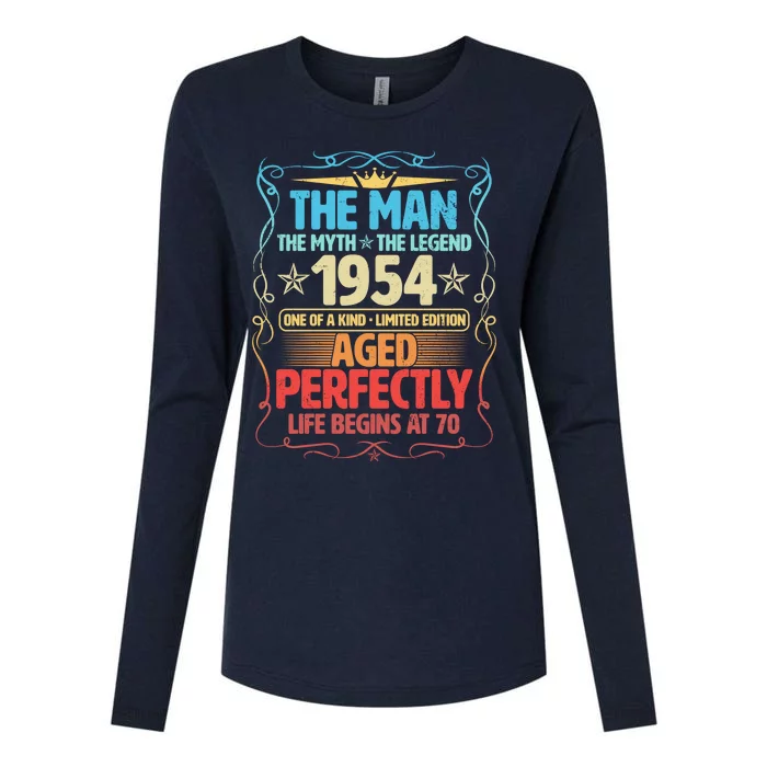 The Man Myth Legend 1954 Aged Perfectly 70th Birthday Womens Cotton Relaxed Long Sleeve T-Shirt