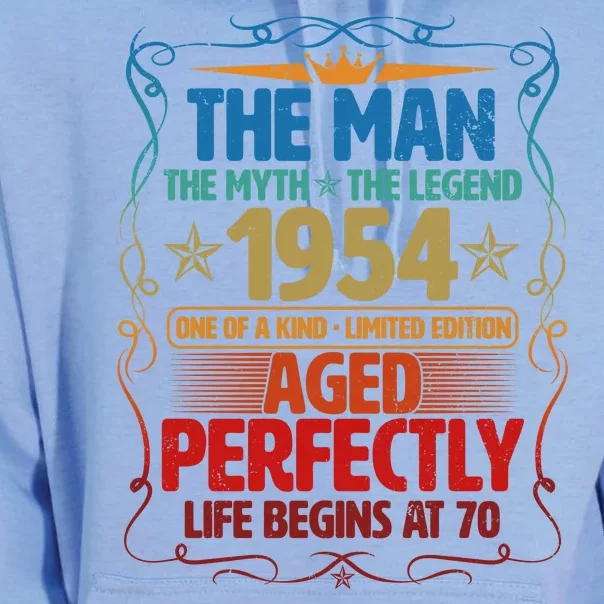 The Man Myth Legend 1954 Aged Perfectly 70th Birthday Unisex Surf Hoodie