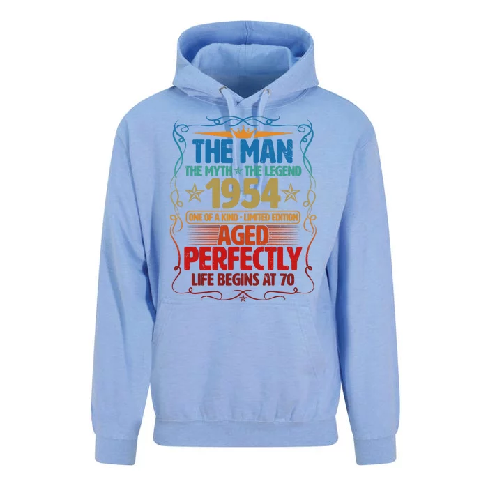 The Man Myth Legend 1954 Aged Perfectly 70th Birthday Unisex Surf Hoodie