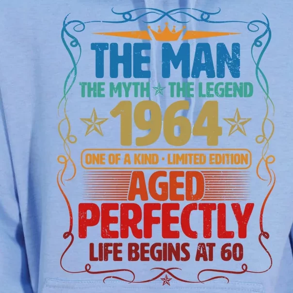 The Man Myth Legend 1964 Aged Perfectly 60th Birthday Unisex Surf Hoodie