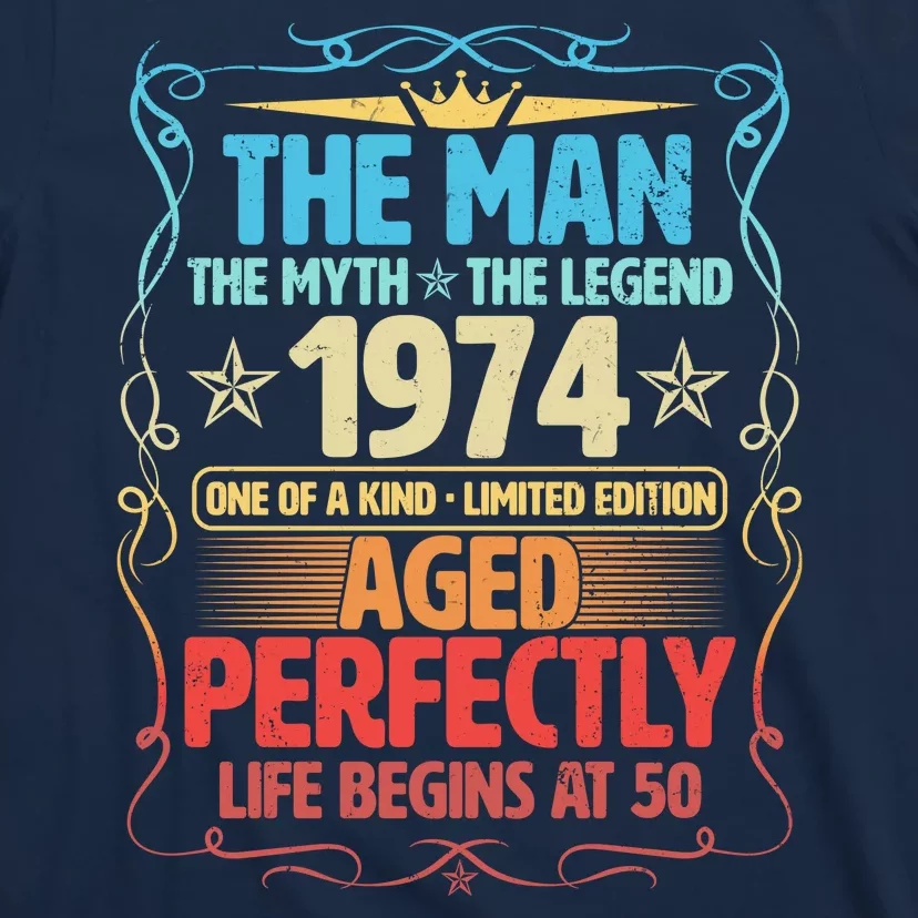 The Man Myth Legend 1974 Aged Perfectly 50th Birthday T-Shirt