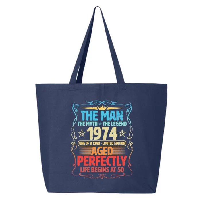 The Man Myth Legend 1974 Aged Perfectly 50th Birthday 25L Jumbo Tote