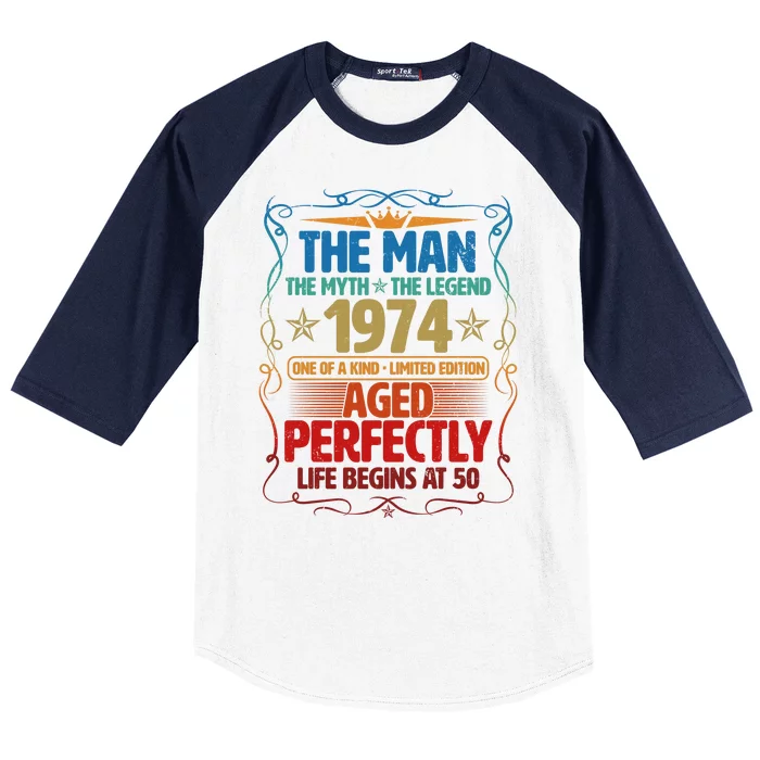 The Man Myth Legend 1974 Aged Perfectly 50th Birthday Baseball Sleeve Shirt