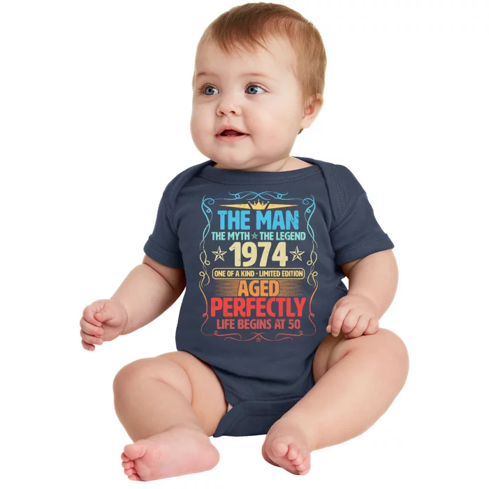 The Man Myth Legend 1974 Aged Perfectly 50th Birthday Baby Bodysuit