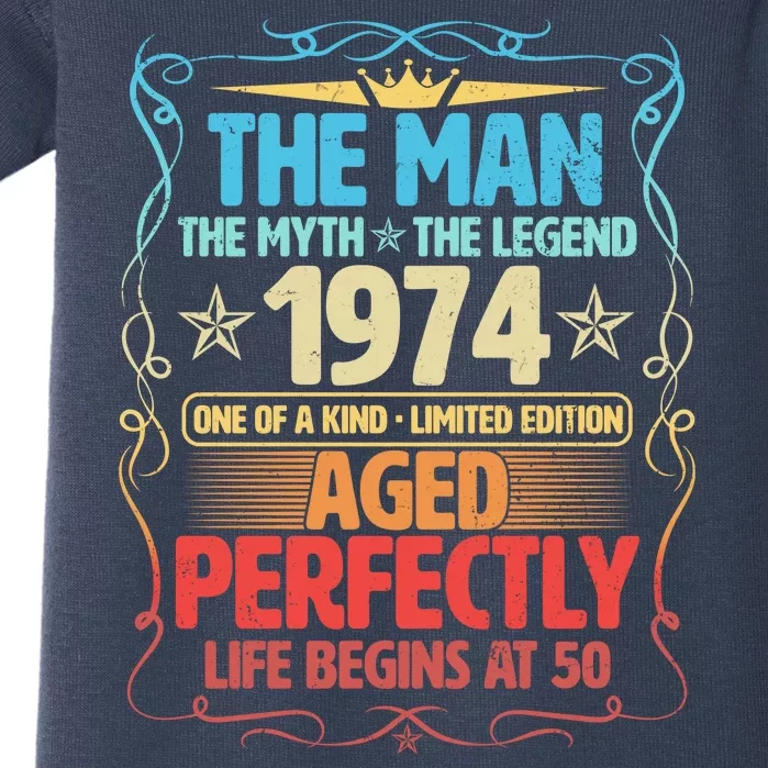 The Man Myth Legend 1974 Aged Perfectly 50th Birthday Baby Bodysuit