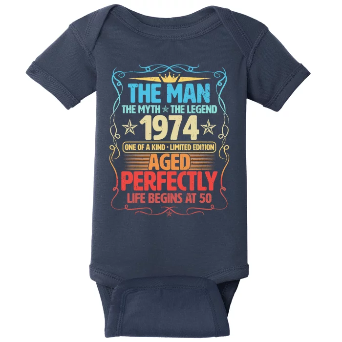 The Man Myth Legend 1974 Aged Perfectly 50th Birthday Baby Bodysuit