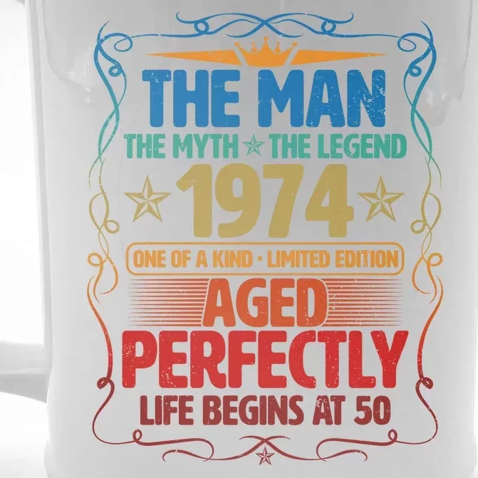 The Man Myth Legend 1974 Aged Perfectly 50th Birthday Front & Back Beer Stein