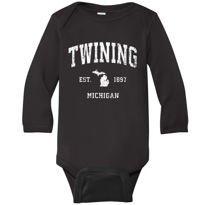 Twining Michigan MI Vintage Athletic Sports Baby Long Sleeve Bodysuit