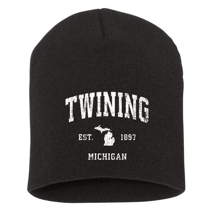 Twining Michigan MI Vintage Athletic Sports Short Acrylic Beanie