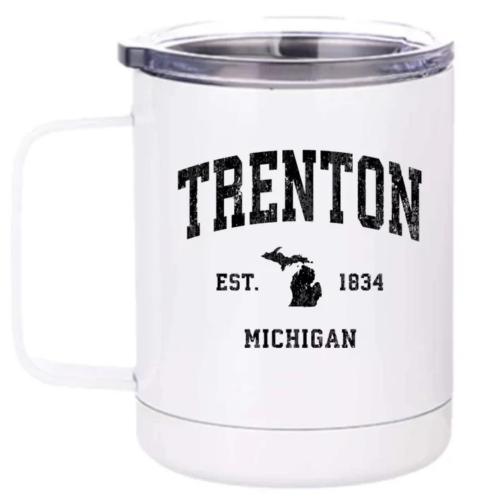 Trenton Michigan Mi Vintage Athletic Sports Front & Back 12oz Stainless Steel Tumbler Cup