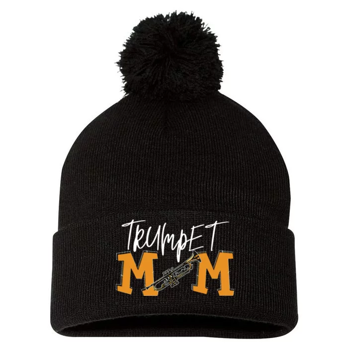 Trumpet Mom Marching Band Mom Pom Pom 12in Knit Beanie