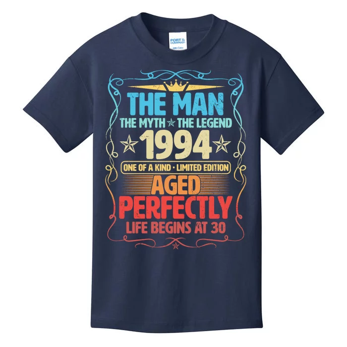 The Man Myth Legend 1994 Aged Perfectly 30th Birthday Kids T-Shirt