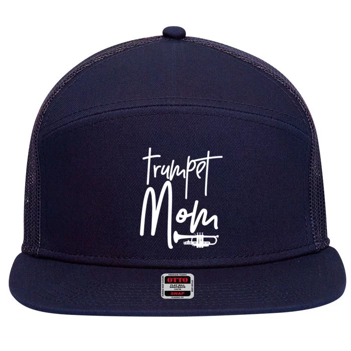 Trumpet Mom Marching Band Mother High School 7 Panel Mesh Trucker Snapback Hat