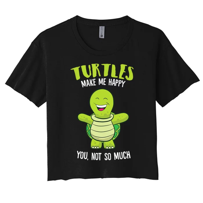 Turtles Make Me Happy Love Turtles Women's Crop Top Tee