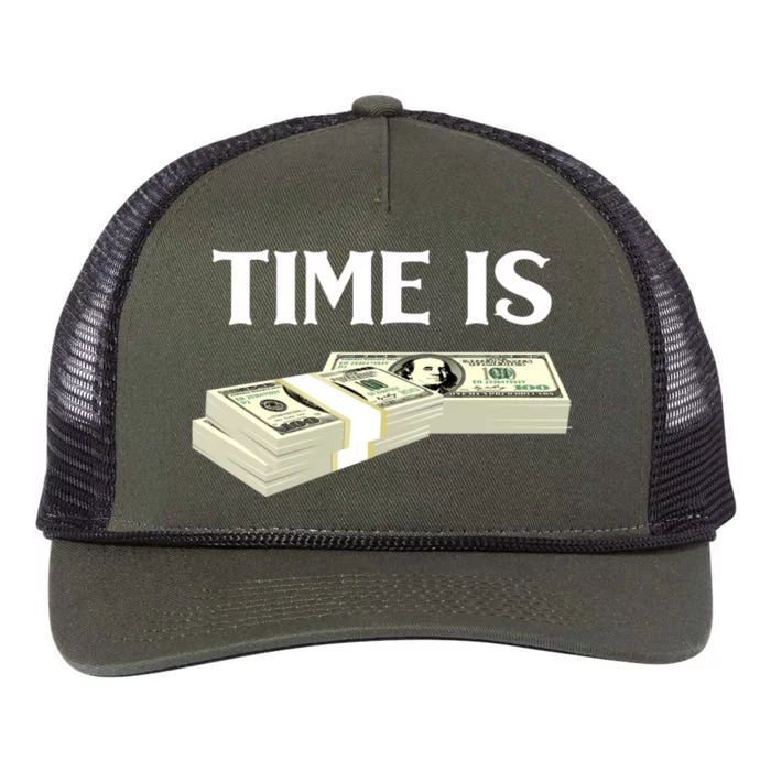 Time Money Millionaire Business Cryptocurrency Investing Gift Retro Rope Trucker Hat Cap