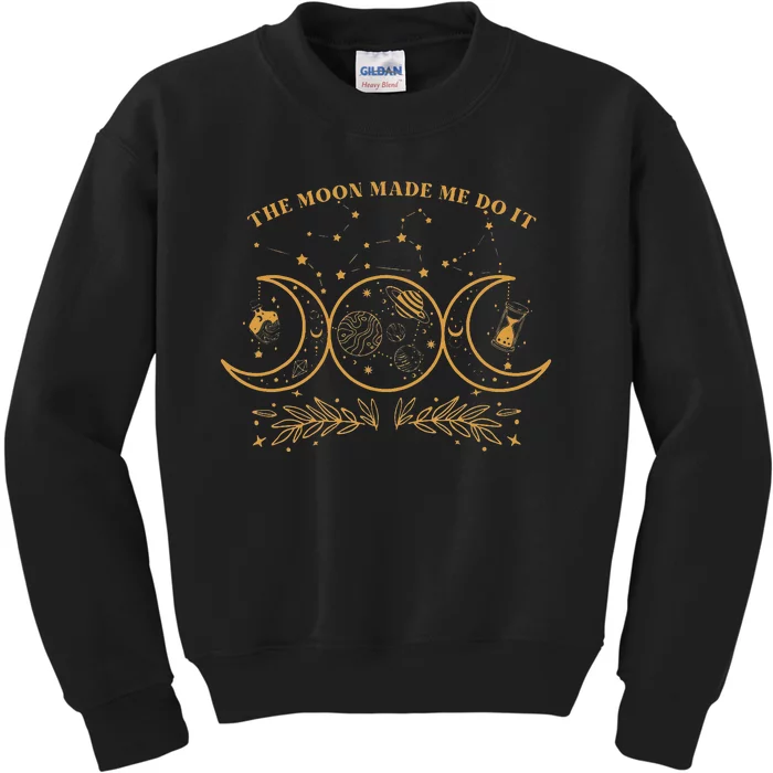 The Moon Made Me Do It Messy Bun Witch Sunglasses Kids Sweatshirt