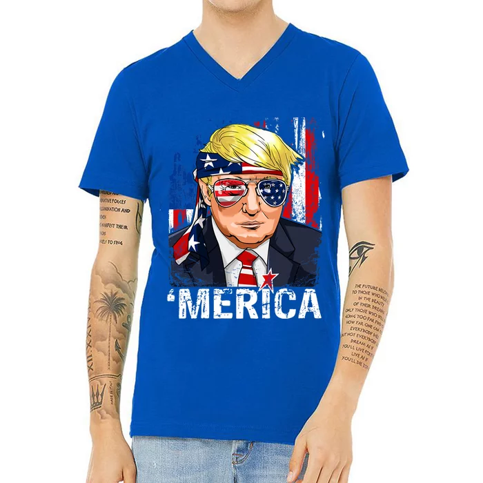 Trump Merica Murica 4th Of July V-Neck T-Shirt