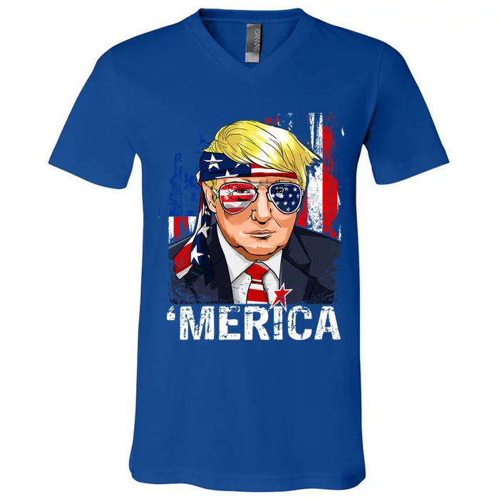 Trump Merica Murica 4th Of July V-Neck T-Shirt