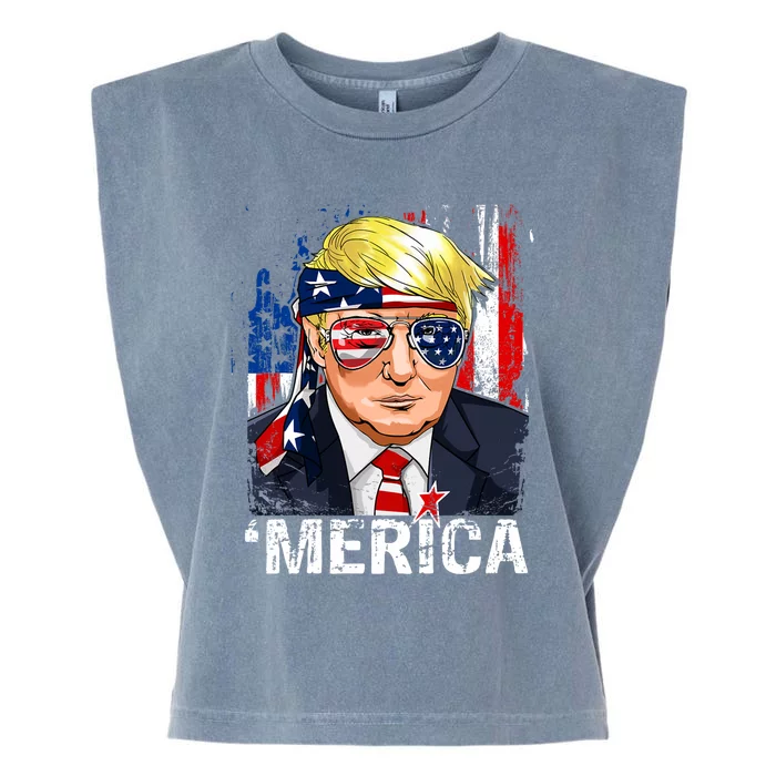 Trump Merica Murica 4th Of July Garment-Dyed Women's Muscle Tee