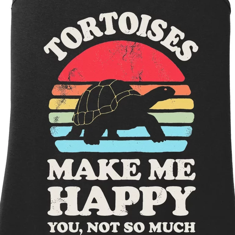 Tortoises Make Me Happy Funny Tortoise Turtle Reptile Retro Ladies Essential Tank