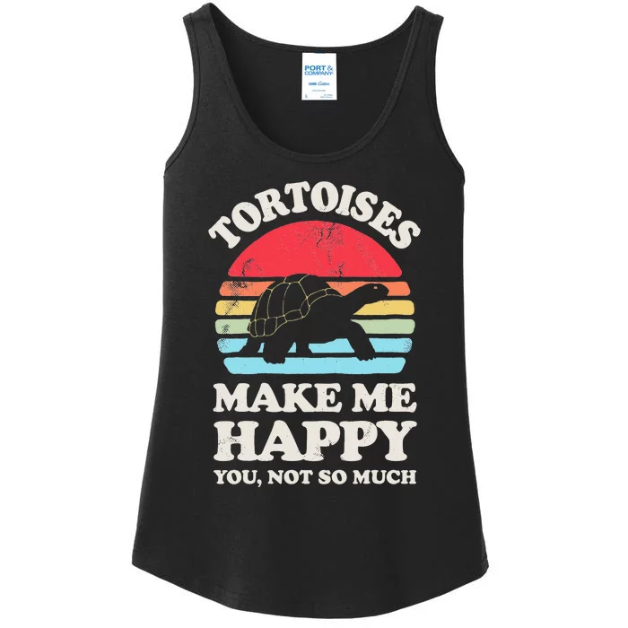 Tortoises Make Me Happy Funny Tortoise Turtle Reptile Retro Ladies Essential Tank