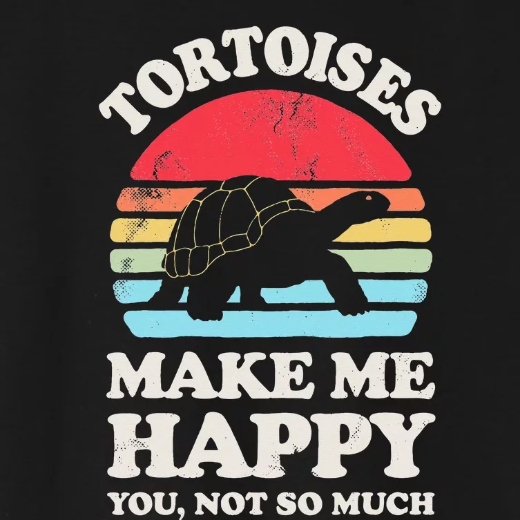 Tortoises Make Me Happy Funny Tortoise Turtle Reptile Retro Women's Crop Top Tee