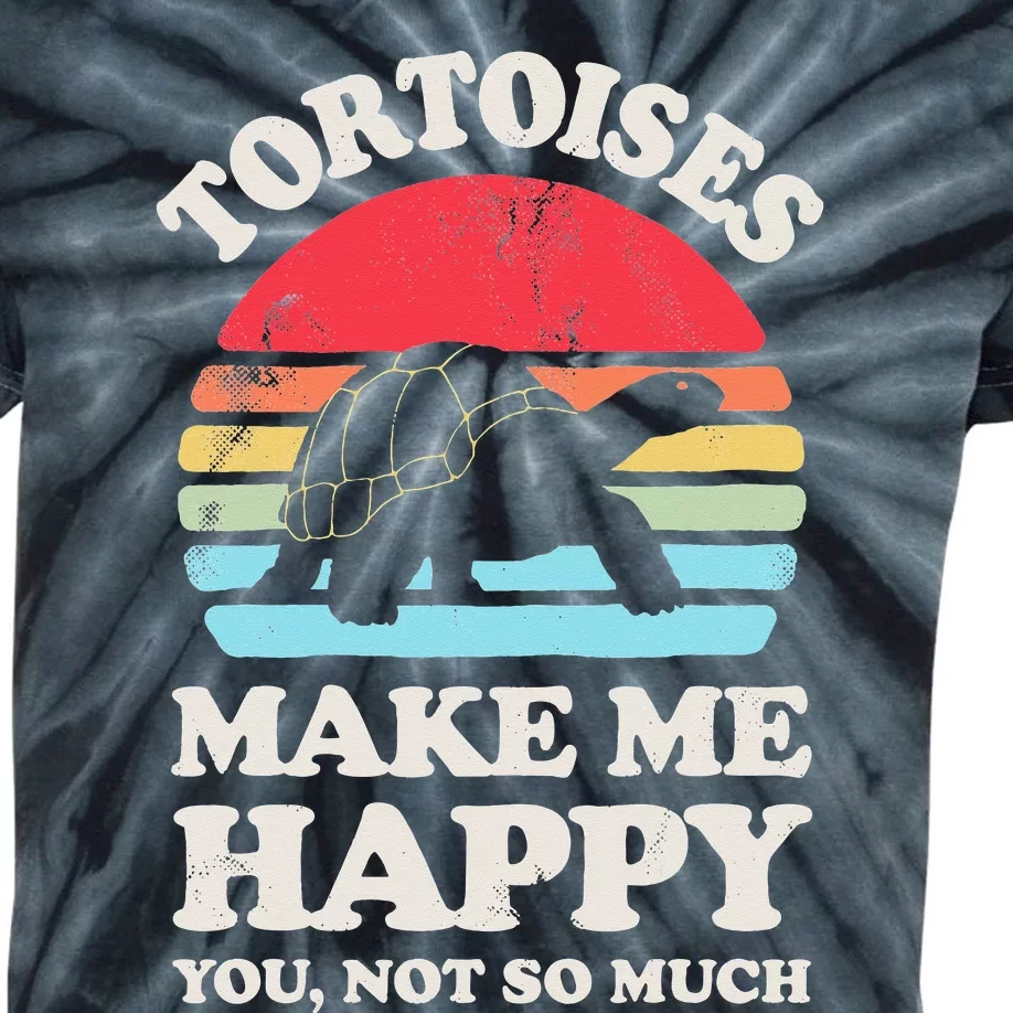 Tortoises Make Me Happy Funny Tortoise Turtle Reptile Retro Kids Tie-Dye T-Shirt