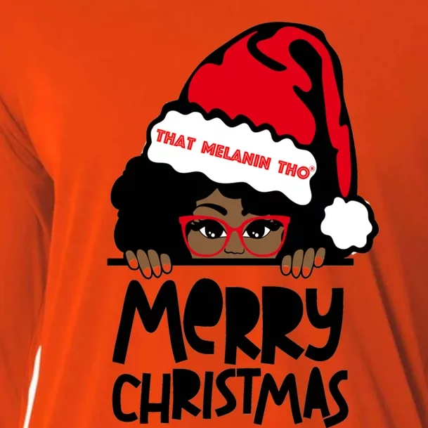 That Melanin Merry Christmas Mrs Claus Black Peeking Santa Cute Gift Cooling Performance Long Sleeve Crew