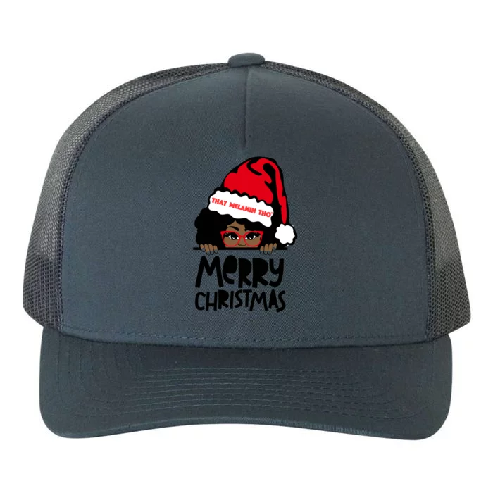 That Melanin Merry Christmas Mrs Claus Black Peeking Santa Cute Gift Yupoong Adult 5-Panel Trucker Hat