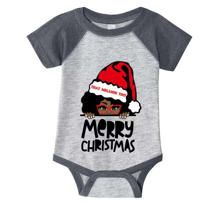 That Melanin Merry Christmas Mrs Claus Black Peeking Santa Cute Gift Infant Baby Jersey Bodysuit