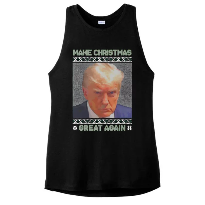 Trump Mugshot Make Christmas Great Again Ladies Tri-Blend Wicking Tank