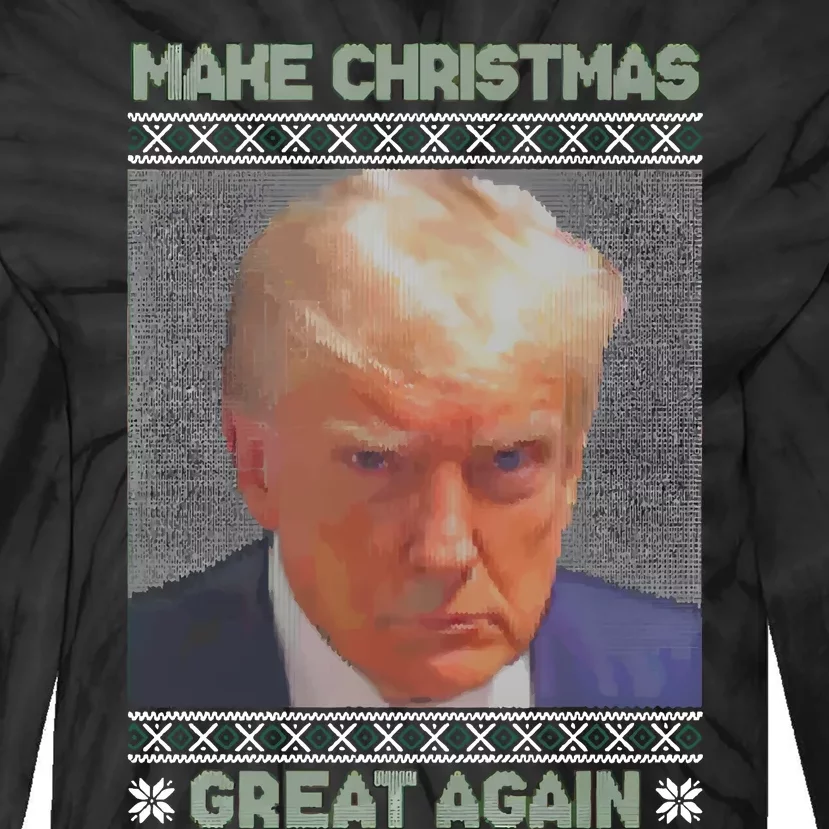 Trump Mugshot Make Christmas Great Again Tie-Dye Long Sleeve Shirt