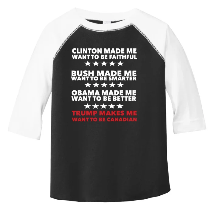 Trump Makes Me Want To Be Canadian Funny Political Toddler Fine Jersey T-Shirt