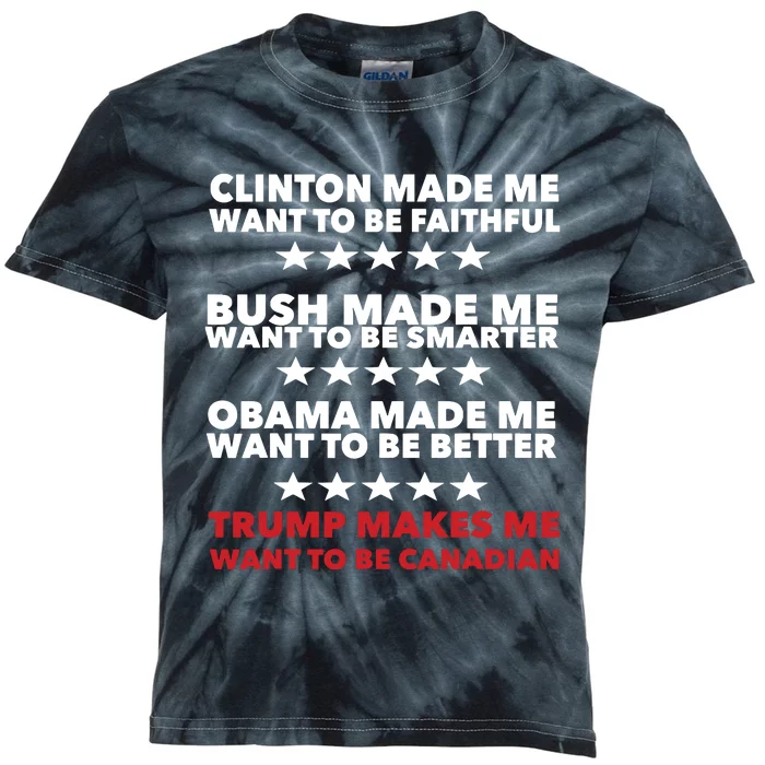 Trump Makes Me Want To Be Canadian Funny Political Kids Tie-Dye T-Shirt