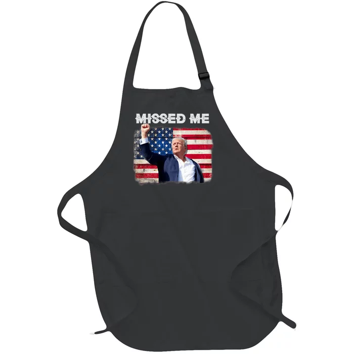 Trump Missed Me Pennsylvania Rally Patriot Usa 2024 Shot Full-Length Apron With Pocket