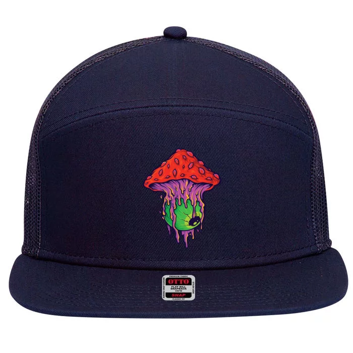 Trippy Melting Mushroom 7 Panel Mesh Trucker Snapback Hat